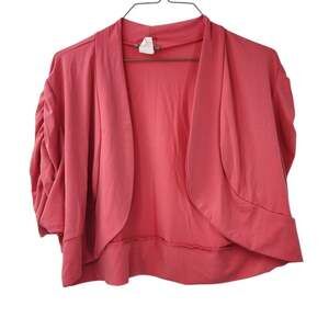 Belle Amie Pink Short Sleeve Shrug Plus Size 1X NWT Open Front Bolero Cardigan